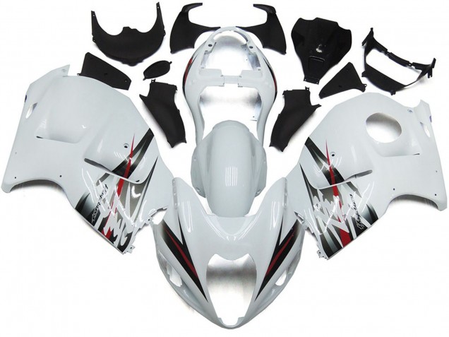1997-2007 Gloss White and Silver Style Suzuki GSXR 1300 Fairings for Sale
