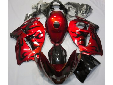 1997-2007 Red & Black Flame Suzuki GSXR 1300 Fairings for Sale