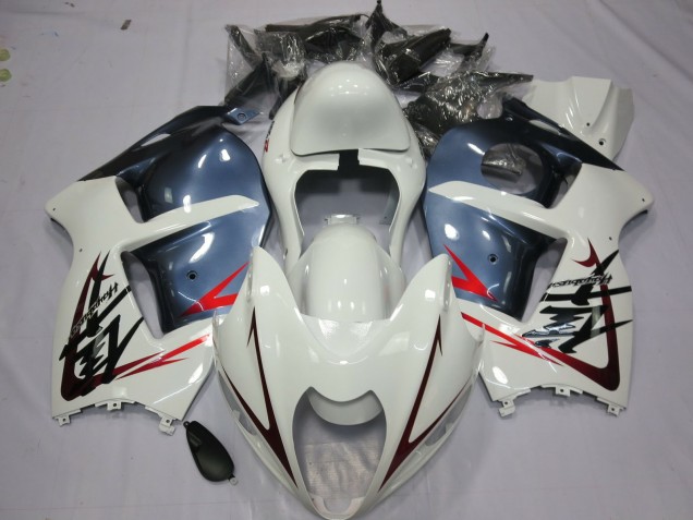 1997-2007 White and Dusty Blue Suzuki GSXR 1300 Fairings for Sale 1997-2007 White and Dusty Blue Suzuki GSXR 1300 Fairings for Sale