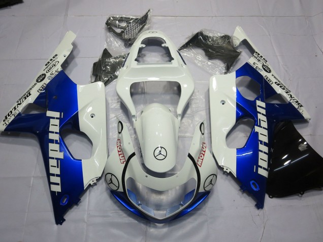 2000-2002 Jordan Blue and White Suzuki GSXR 1000 Fairings for Sale 2000-2002 Jordan Blue and White Suzuki GSXR 1000 Fairings for Sale