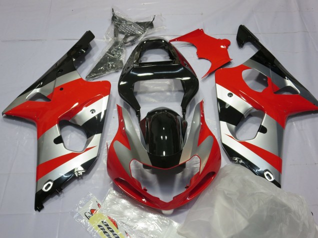 2000-2002 Red Silver and Black Suzuki GSXR 1000 Fairings for Sale 2000-2002 Red Silver and Black Suzuki GSXR 1000 Fairings for Sale