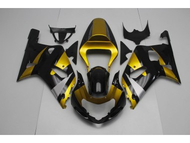 2001-2003 Gloss Black and Gold Suzuki GSXR 600-750 Fairings for Sale