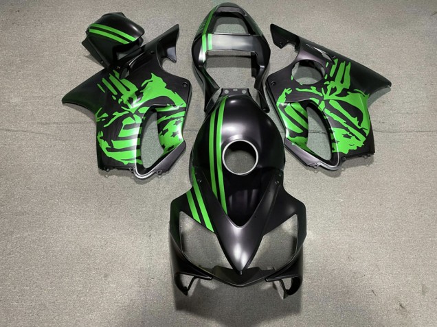 2001-2003 Matte Black & Green Skull Honda CBR600 F4i Fairings for Sale 2001-2003 Matte Black & Green Skull Honda CBR600 F4i Fairings for Sale
