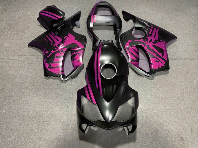 2001-2003 Matte Black & Pink Skull Honda CBR600 F4i Fairings for Sale 2001-2003 Matte Black & Pink Skull Honda CBR600 F4i Fairings for Sale