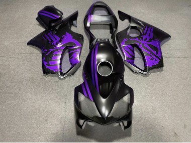 2001-2003 Matte Black & Purple Skull Honda CBR600 F4i Fairings for Sale