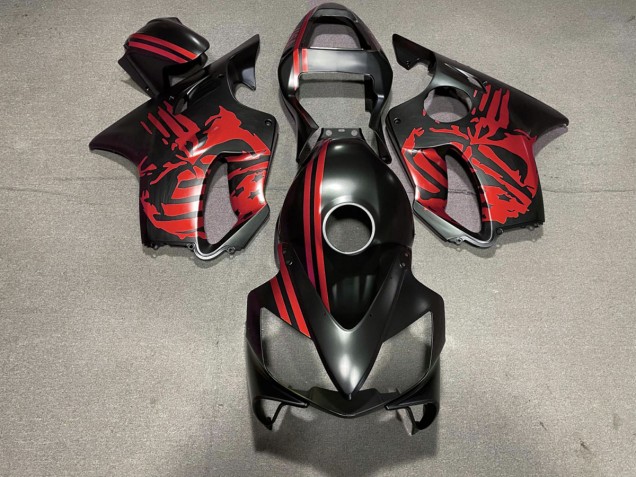 2001-2003 Matte Black & Red Skull Honda CBR600 F4i Fairings for Sale 2001-2003 Matte Black & Red Skull Honda CBR600 F4i Fairings for Sale