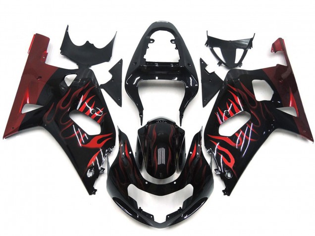 2001-2003 Vibrant Red Flame Suzuki GSXR 600-750 Fairings for Sale 2001-2003 Vibrant Red Flame Suzuki GSXR 600-750 Fairings for Sale