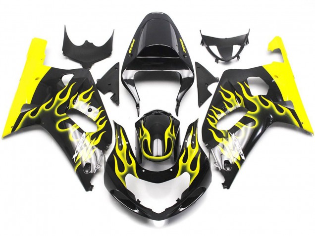 2001-2003 Vibrant Yellow Flame Suzuki GSXR 600-750 Fairings for Sale 2001-2003 Vibrant Yellow Flame Suzuki GSXR 600-750 Fairings for Sale
