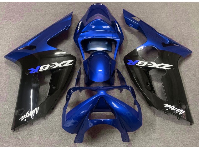 2003-2004 Gloss Blue and Black Kawasaki ZX6R Fairings for Sale 2003-2004 Gloss Blue and Black Kawasaki ZX6R Fairings for Sale