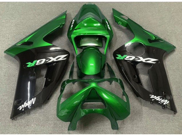2003-2004 Gloss Green and Black Kawasaki ZX6R Fairings for Sale 2003-2004 Gloss Green and Black Kawasaki ZX6R Fairings for Sale
