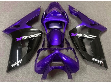 2003-2004 Gloss Purple and Black Kawasaki ZX6R Fairings for Sale
