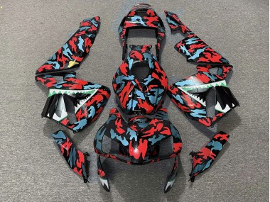 2003-2004 Red and Blue Camo Honda CBR600RR Fairings for Sale