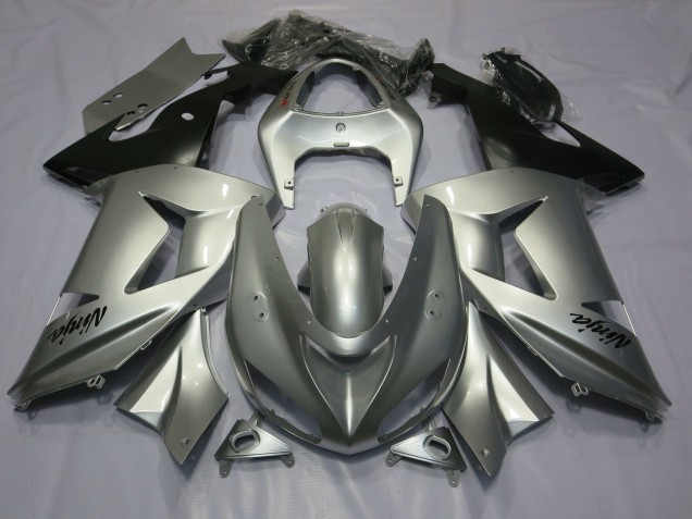 2003-2004 Silver Kawasaki ZX6R Fairings for Sale 2003-2004 Silver Kawasaki ZX6R Fairings for Sale