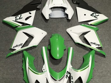 2004-2005 Gloss White & Green Kawasaki ZX10R Fairings for Sale