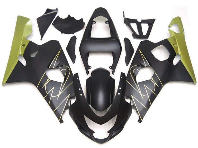 2004-2005 Matte Black and Gold Corona Custom Suzuki GSXR 600-750 Fairings for Sale 2004-2005 Matte Black and Gold Corona Custom Suzuki GSXR 600-750 Fairings for Sale