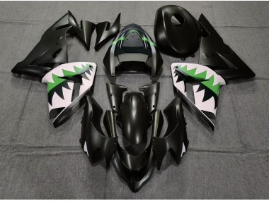 2004-2005 Matte Black and Green Kawasaki ZX10R Fairings for Sale