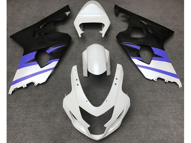 2004-2005 Matte White & Blue Suzuki GSXR 600-750 Fairings for Sale 2004-2005 Matte White & Blue Suzuki GSXR 600-750 Fairings for Sale