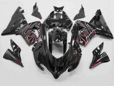 2004-2005 Red Black Flame Kawasaki ZX10R Fairings for Sale