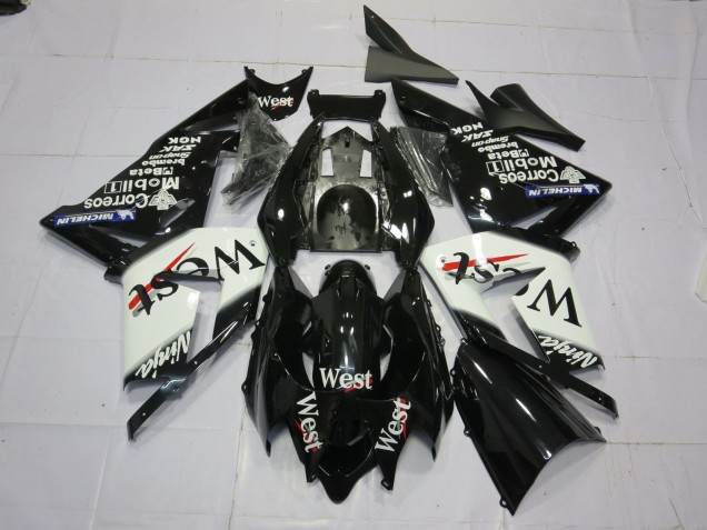 2004-2005 West White Black Kawasaki ZX10R Fairings for Sale 2004-2005 West White Black Kawasaki ZX10R Fairings for Sale