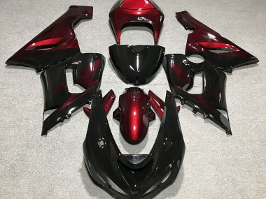 2005-2006 Gloss Black & Deep Red Kawasaki ZX6R Fairings for Sale