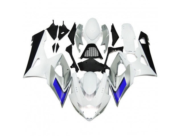2005-2006 Gloss White Style with Silver Hints and Blue Suzuki GSXR 1000 Fairings for Sale 2005-2006 Gloss White Style with Silver Hints and Blue Suzuki GSXR 1000 Fairings for Sale