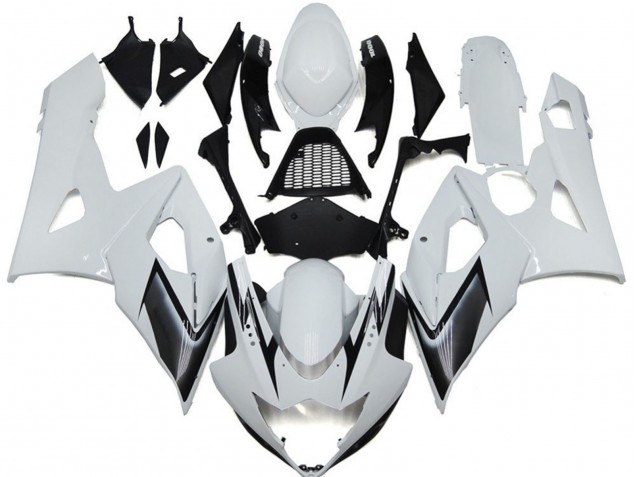 2005-2006 Gloss White Style with Silver Hints Suzuki GSXR 1000 Fairings for Sale 2005-2006 Gloss White Style with Silver Hints Suzuki GSXR 1000 Fairings for Sale
