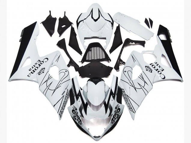 2005-2006 OEM White Corona Style Suzuki GSXR 1000 Fairings for Sale 2005-2006 OEM White Corona Style Suzuki GSXR 1000 Fairings for Sale