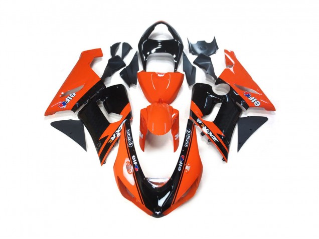 2005-2006 Orange and Black Elf Kawasaki ZX6R Fairings for Sale 2005-2006 Orange and Black Elf Kawasaki ZX6R Fairings for Sale