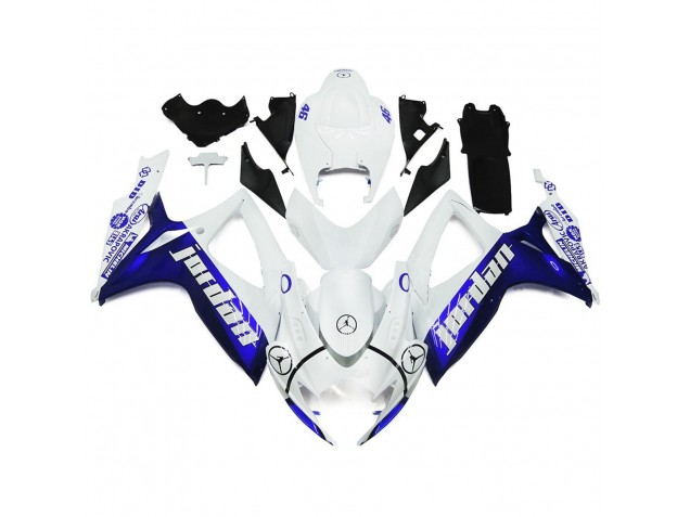 2006-2007 Blue and White Jordan Gloss Style Suzuki GSXR 600-750 Fairings for Sale 2006-2007 Blue and White Jordan Gloss Style Suzuki GSXR 600-750 Fairings for Sale