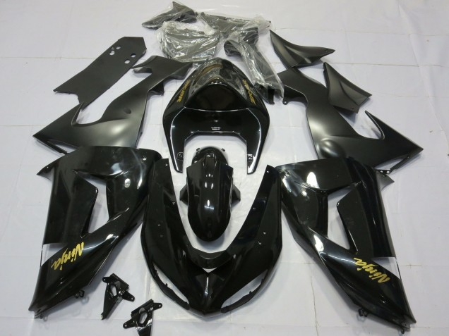 2006-2007 Gloss Black Gold Kawasaki ZX10R Fairings for Sale