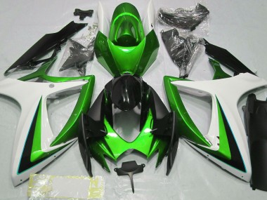 2006-2007 Green & White Suzuki GSXR 600-750 Fairings for Sale