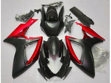 2006-2007 Matte Black & Red Suzuki GSXR 600-750 Fairings for Sale