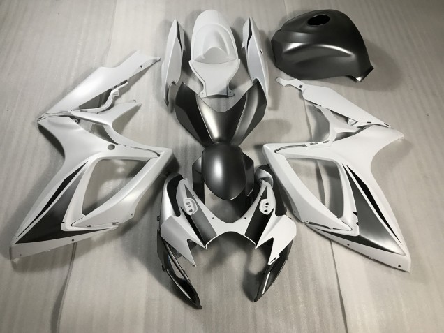 2006-2007 Matte White and Grey Suzuki GSXR 600-750 Fairings for Sale 2006-2007 Matte White and Grey Suzuki GSXR 600-750 Fairings for Sale