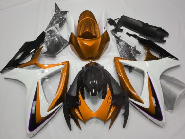 2006-2007 Orange & White Debadged Suzuki GSXR 600-750 Fairings for Sale