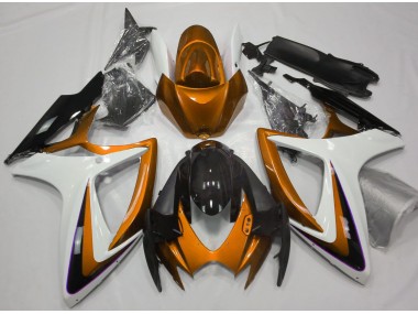2006-2007 Orange & White Debadged Suzuki GSXR 600-750 Fairings for Sale