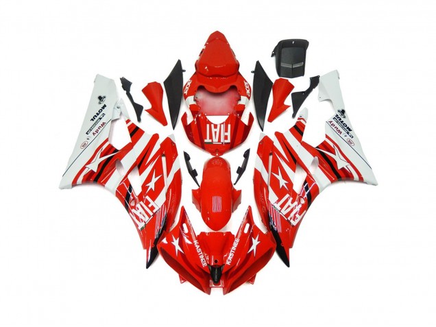 2006-2007 Red and White Star Fiat Yamaha R6 Fairings for Sale 2006-2007 Red and White Star Fiat Yamaha R6 Fairings for Sale