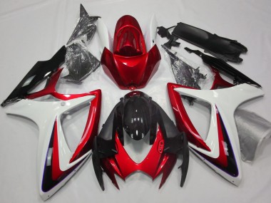 2006-2007 Red & White Debadged Suzuki GSXR 600-750 Fairings for Sale