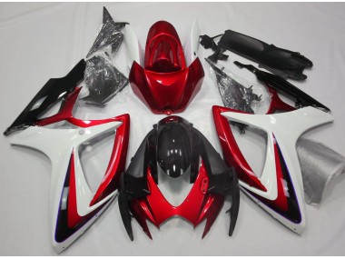 2006-2007 Red & White Debadged Suzuki GSXR 600-750 Fairings for Sale