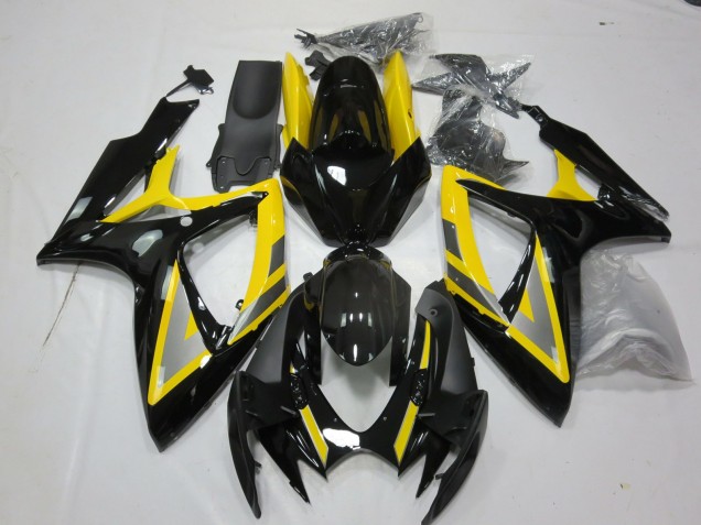 2006-2007 Silver and Black Yellow Suzuki GSXR 600-750 Fairings for Sale 2006-2007 Silver and Black Yellow Suzuki GSXR 600-750 Fairings for Sale