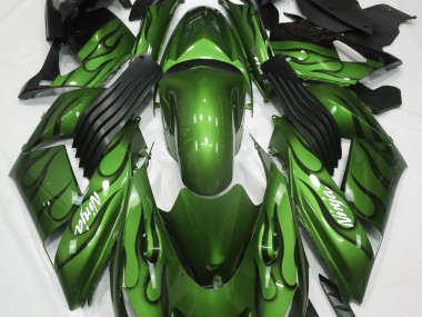 2006-2011 Gloss Green & Flame Kawasaki ZX14R Fairings for Sale