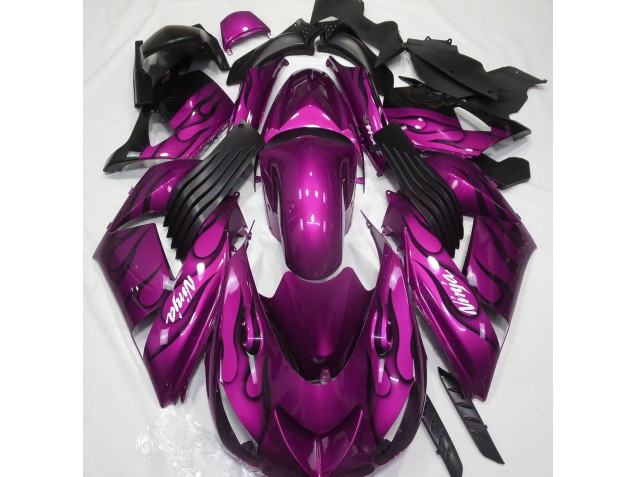 2006-2011 Gloss Pink & Flame Kawasaki ZX14R Fairings for Sale 2006-2011 Gloss Pink & Flame Kawasaki ZX14R Fairings for Sale