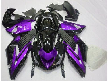 2006-2011 Gloss Purple and Black Plain Kawasaki ZX14R Fairings for Sale