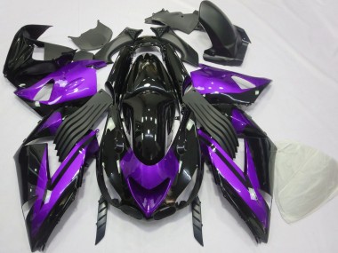 2006-2011 Gloss Purple and Black Plain Kawasaki ZX14R Fairings for Sale