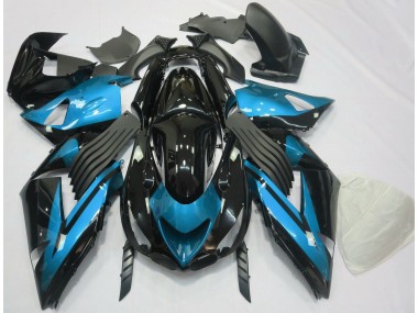 2006-2011 Light Blue and Black Plain Kawasaki ZX14R Fairings for Sale