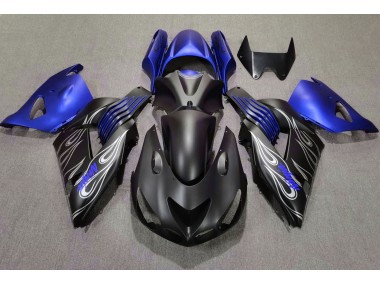 2006-2011 Matte Black and Blue Kawasaki ZX14R Fairings for Sale