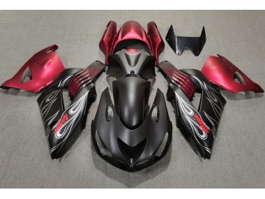 2006-2011 Matte Black and Red Kawasaki ZX14R Fairings for Sale