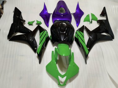 2007-2008 Gloss Black & Green and Purple Accents Honda CBR600RR Fairings for Sale