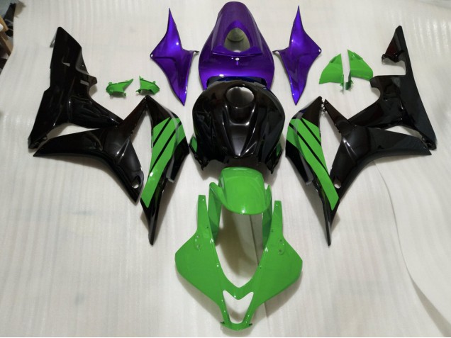2007-2008 Gloss Black & Green and Purple Accents Honda CBR600RR Fairings for Sale 2007-2008 Gloss Black & Green and Purple Accents Honda CBR600RR Fairings for Sale