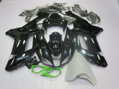 2007-2008 Gloss Black Green Kawasaki ZX6R Fairings for Sale