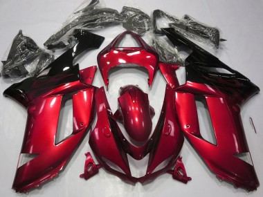 2007-2008 Gloss Red & Black Kawasaki ZX6R Fairings for Sale